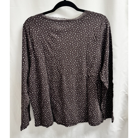 Pink Republic Ribbed Long Sleeve T-Shirt Junior's Plus Size 2X Plum Ditsy - Picture 3 of 8